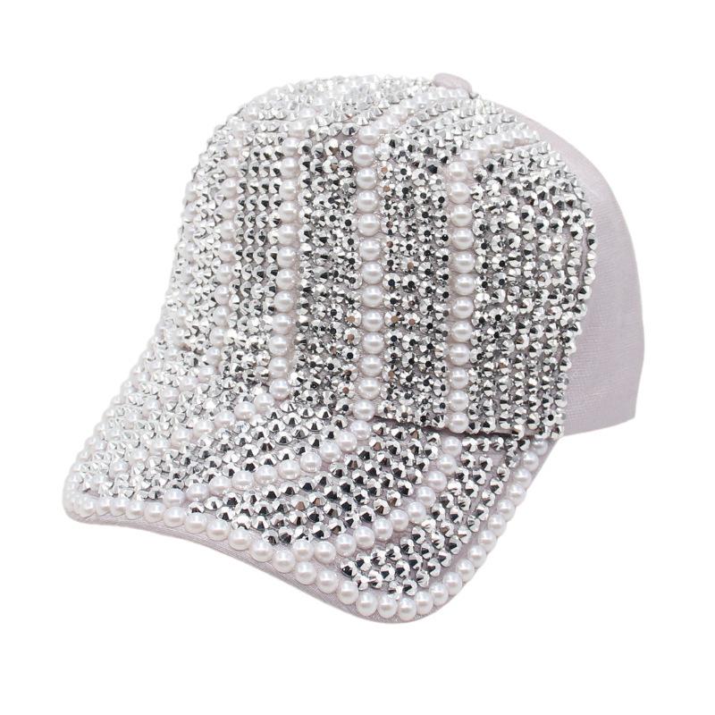 Hat Female Cap Casual Rhinestone Baseball Cap Flash Diamond Sun Hat Handmade Light Board Hat Tide