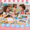Heculos Pretend Play Set - Ice Cream Toy - Montessori Toy - Educational Toy - Ice Cream Shop - Gift - Christmas Present (Blue)