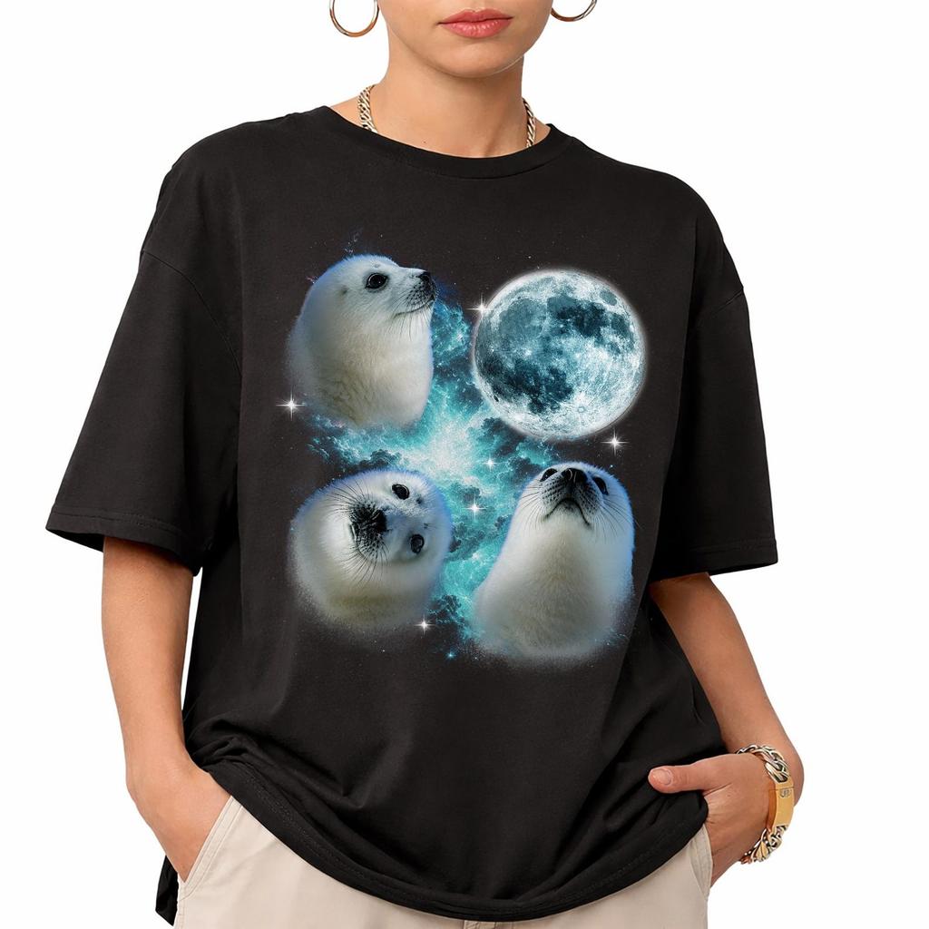 Baby Seal Moon T-Shirt, Vintage 90s Ocean Animal Tee