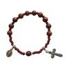 Glasperlen Taufe Religiöses Geschenk Katholisch für Kreuz Fingerkette Mini Rosenkranz Sesam Rot für Kreuz Rosenkranz Armband für W