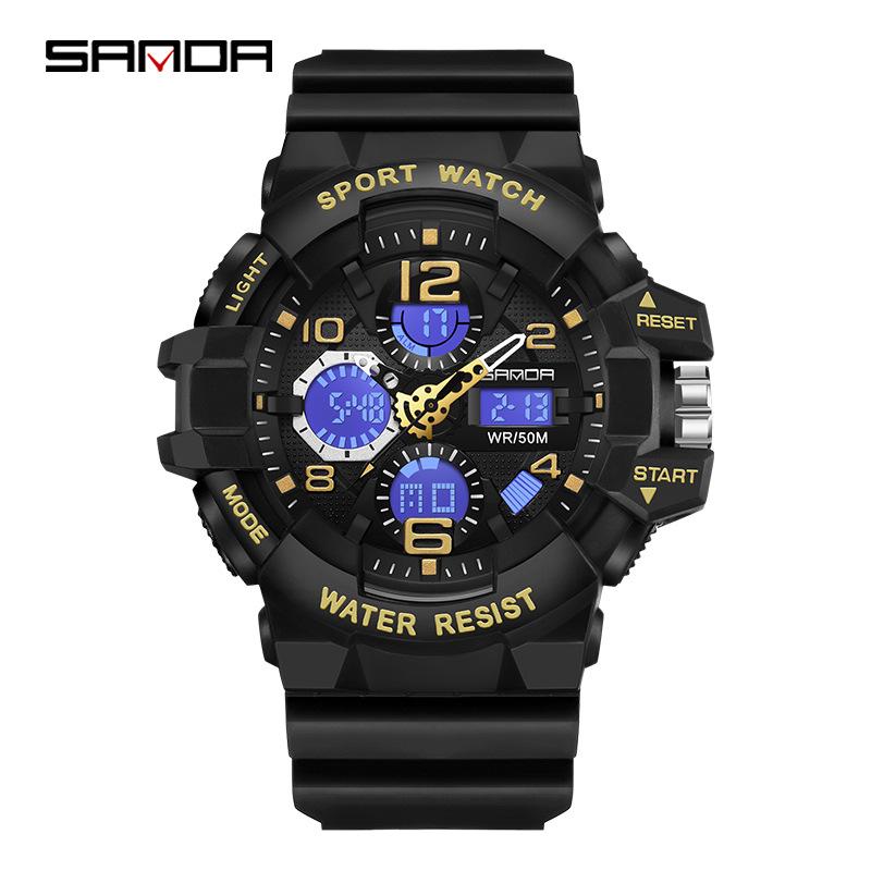 Sanda Men s Multifunctional Waterproof Luminous Sports Watch