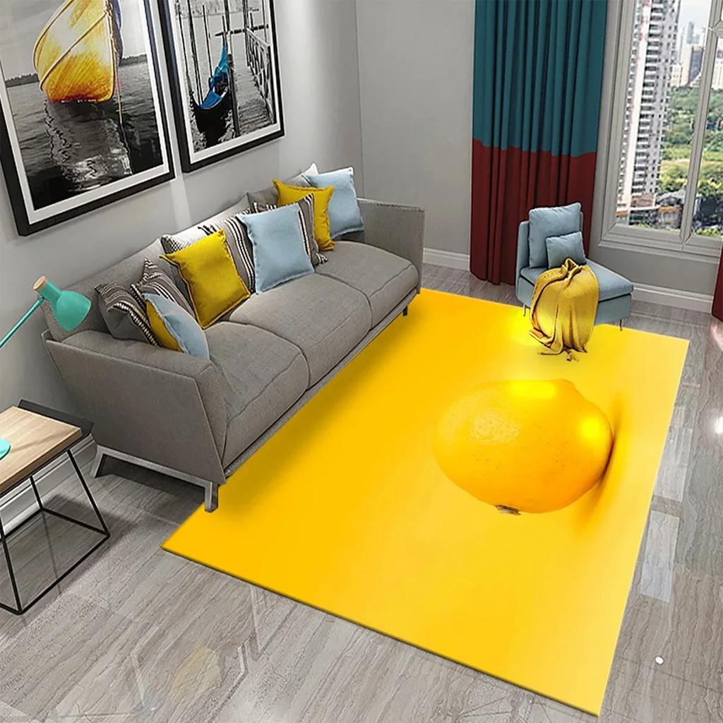 Yellow And Green Lemon Carpet Fresh Fruit Pattern Doormat Bathroom Kitchen Non-Slip Carpet Bedroom Living Room Decor