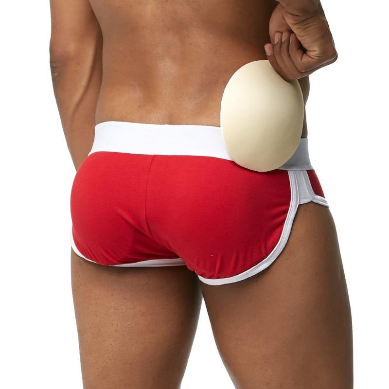 New men's pure cotton cup hip panties, sexy fashion butt padded trendy men's briefs