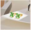 Heart Flower Emerald Green Zircon Stud Earrings Stainless Steel 18K PVD Gold Plated Tarnish Free Tiny Piercing Jewelry