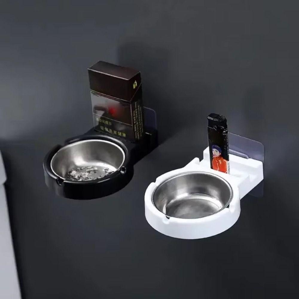 1Pcs Stainless Steel Wall-Mounted Ashtray Hanging Toilet Use Ash Storage Cup Split Design with Sticker Ash Rack Bathroom Toilet
