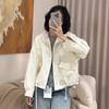 2025 Women's Frosted Jacket: Spring Fashion Loose Casual Solid Color Stand-Up Collar Top.