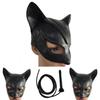 Black Cat Woman Mask And Whip Set For Halloween Costume Party Fun And Role Play