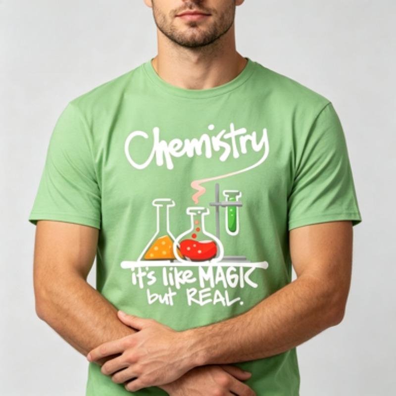 2026 New Unisex Pure Cotton Tee Funny Chemistry Lab Glassware Slogan Print Streetwear Science Teacher Summer Loose Fit Tshirt