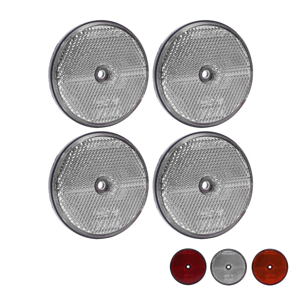 4 Pièces Réflecteurs de Sécurité Rouges Ronds 72 mm de Diamètre Réflecteurs de Sécurité avec Vis pour Boîtes aux Lettres Entrée de Garage Tunnels Poteaux Voitures Remorque