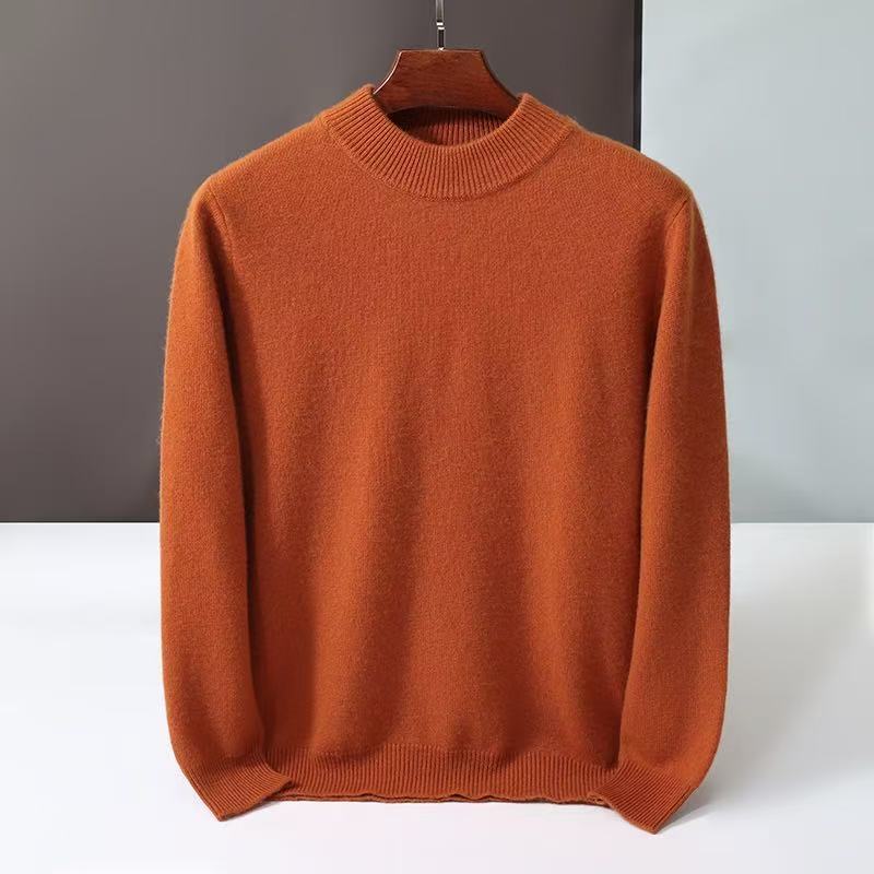 New thickened cashmere sweater semi-turtleneck sweater with cashmere bottoming knitted sweater