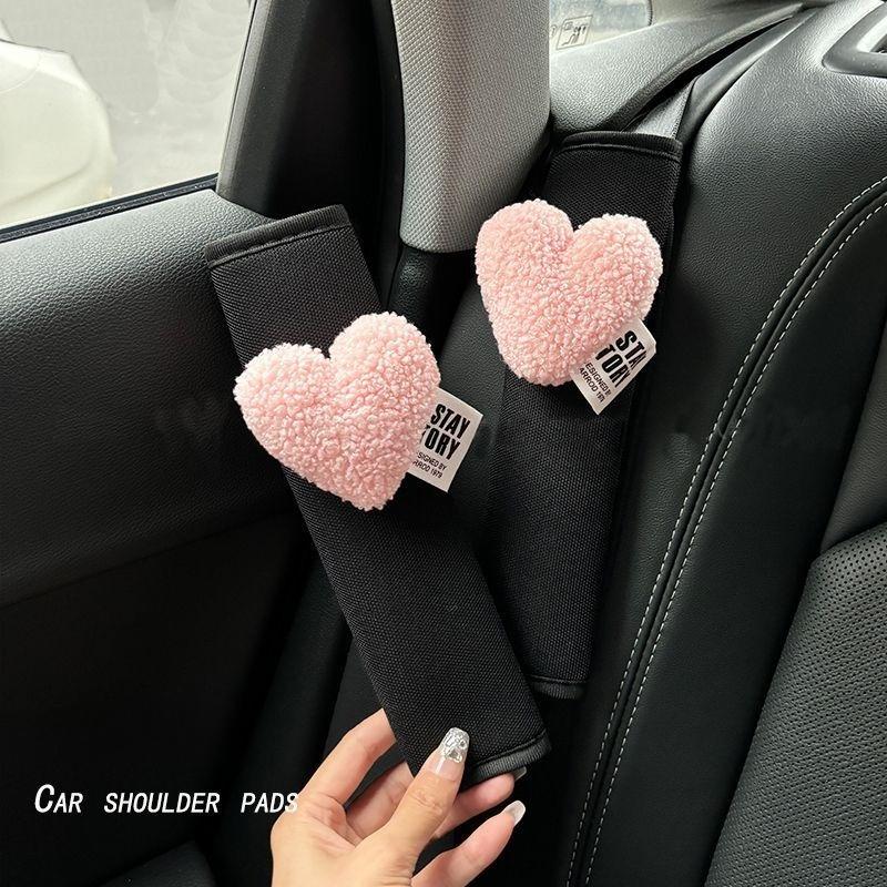 2pcs Love Heart Car Styling Seat Belt Cover Soft Chest Protection Car Seatbelt Shoulder Pad Neck Support Cushion Safety Belt Pad