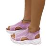 Women's Wide Width Flyknit Platform Sandals - Peep-Toe Beach Shoes for Summer, Breathable Chunky Sole Mules