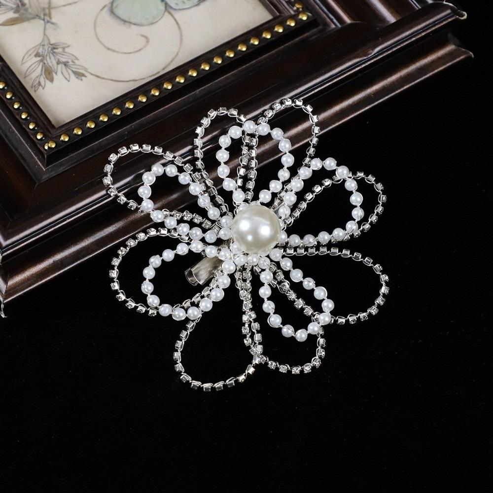 

Elegant Pearl Tassels Hair Accessories Exquisite Bride Hair Vine Flower Hair Clip Wedding Dress White Flower Clip