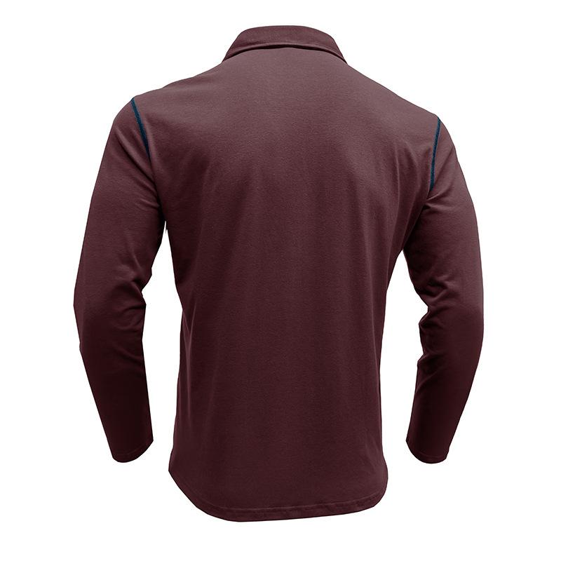 Autumn and Winter Men's Casual Long-sleeved Polo Men's Lapel T-shirt Colour Blocking Tops
