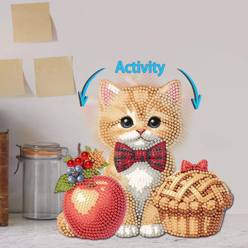 2D Flat Cat DIY Shaking Head Cat Food Diamond Painting Desktop Decorations