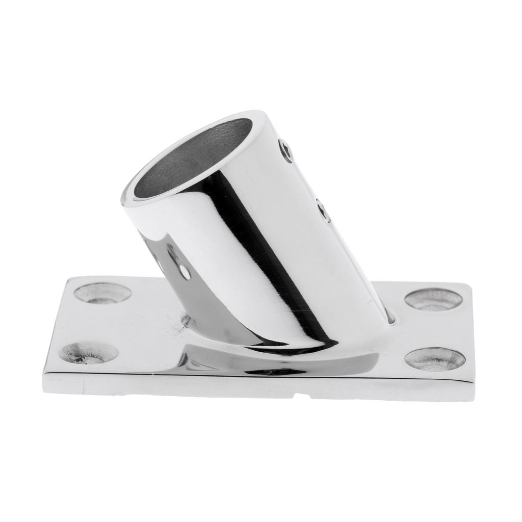 3 Pieces Stainless Steel Boat Deck Handrail Rectangle Base 60 Degree 22mm