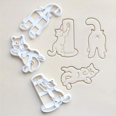 3-teilige Prägeformen mit Cartoon-Katzenmotiv, Stanzwerkzeuge zum Selbermachen, Kunststoffmaterial, kein Strom erforderlich, handgefertigter Künstlerbedarf.