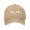 Motorradclub Benellis Trucker-Kappe Zubehör Vintage verwaschene Jeans Dad-Kappe Casquette Für Unisex-Stil Verstellbar