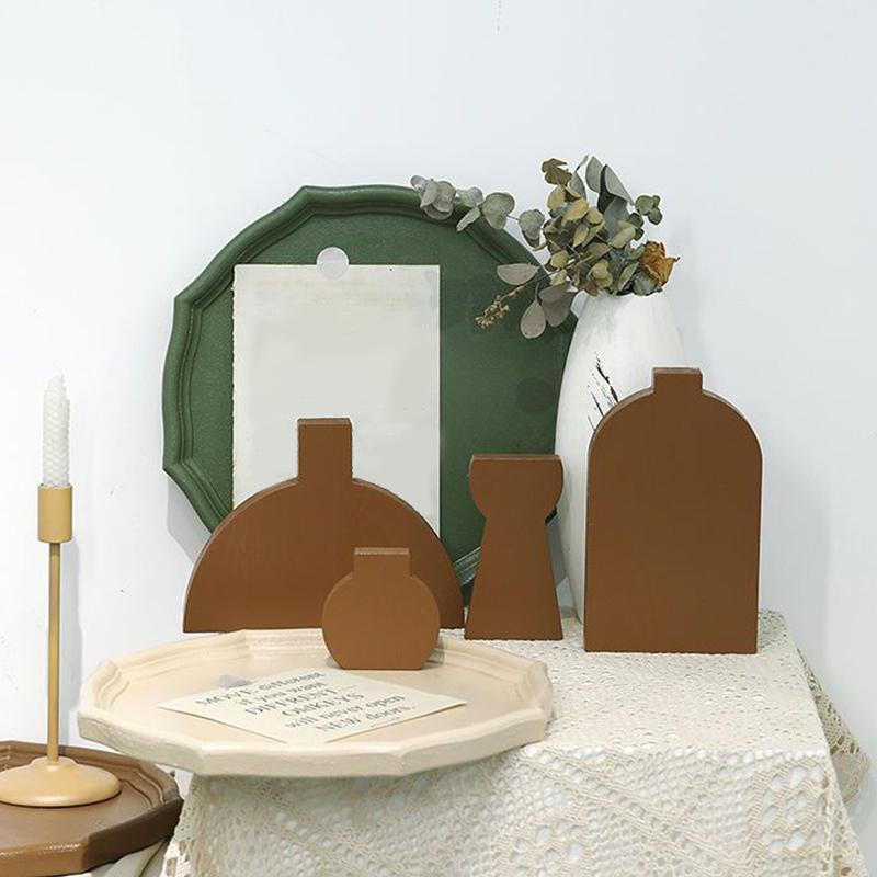 4PC/Sada Geometrické Moderní umění Dřevěný dekor Ins Dřevěné Vázy Tvar Ornamenty Domácí dekorace K dispozici více možností