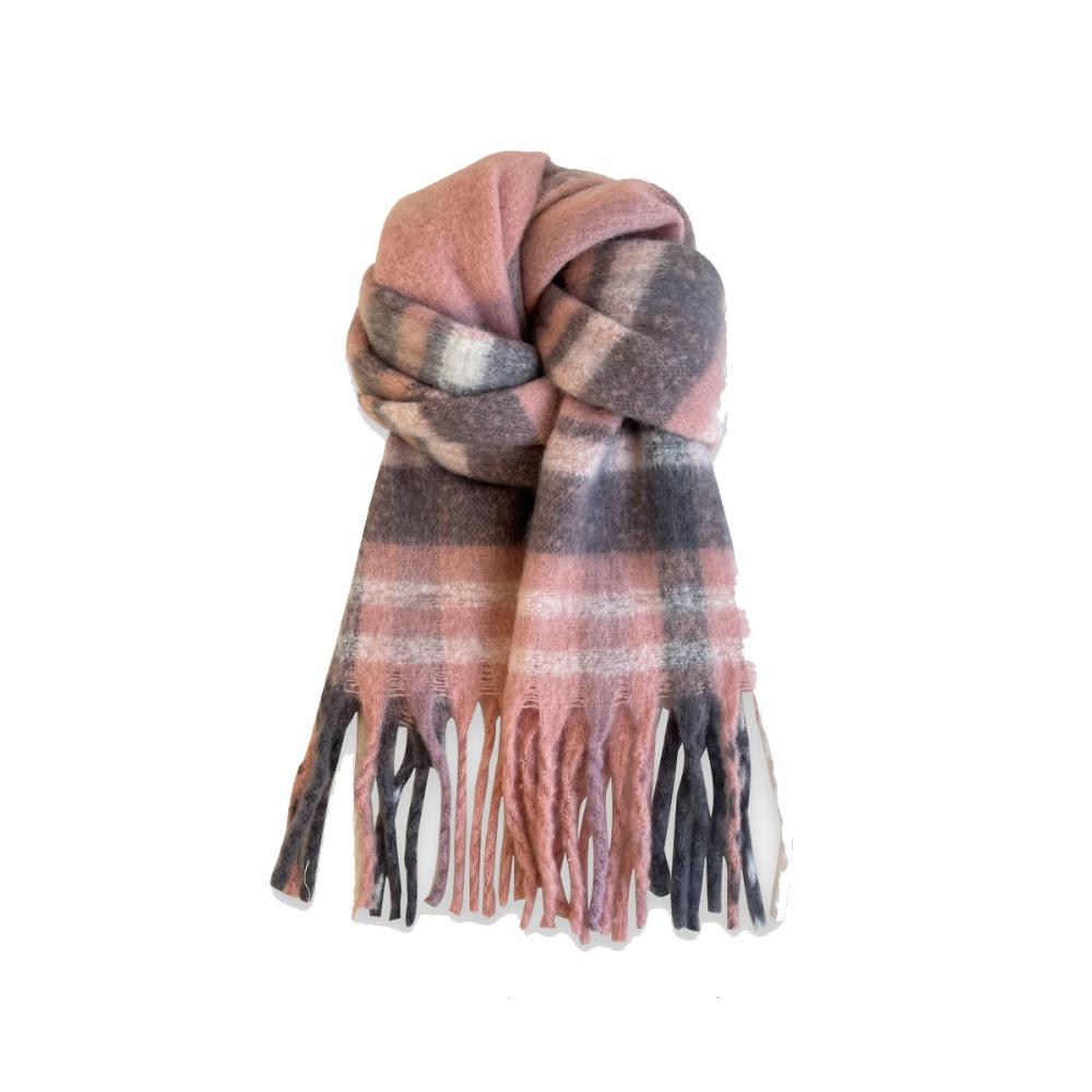 Plush Plaid Wool Scarf Tassel Cape Wraps Warm Winter Cashmere Scarves  Student