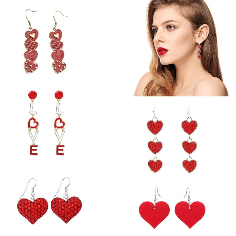 Temperament Pendant Earring Sweet Cool  Love Heart Charm Earrings Y2K Style Small Hoop Earrings Fashion Jewelry