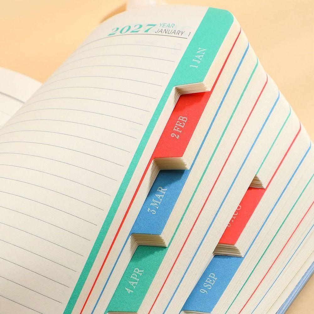 PU Leather Daily Planner Notebook Flat Spread Agenda Organizer Gifts 2027 Schedule Book