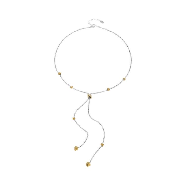 

Lightweight Stainless Steel Necklace With Adjustable Tassels And Sparkling Zircon Beads Trendy Pull Chain Necklace 1