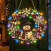 Festive Door Hanging Ornament DIY Acrylic Christmas Faux Pearl Art Kit, Lighted Wreath 3D Beaded Craft Mantelpiece Kit with LED String Light, Beginner