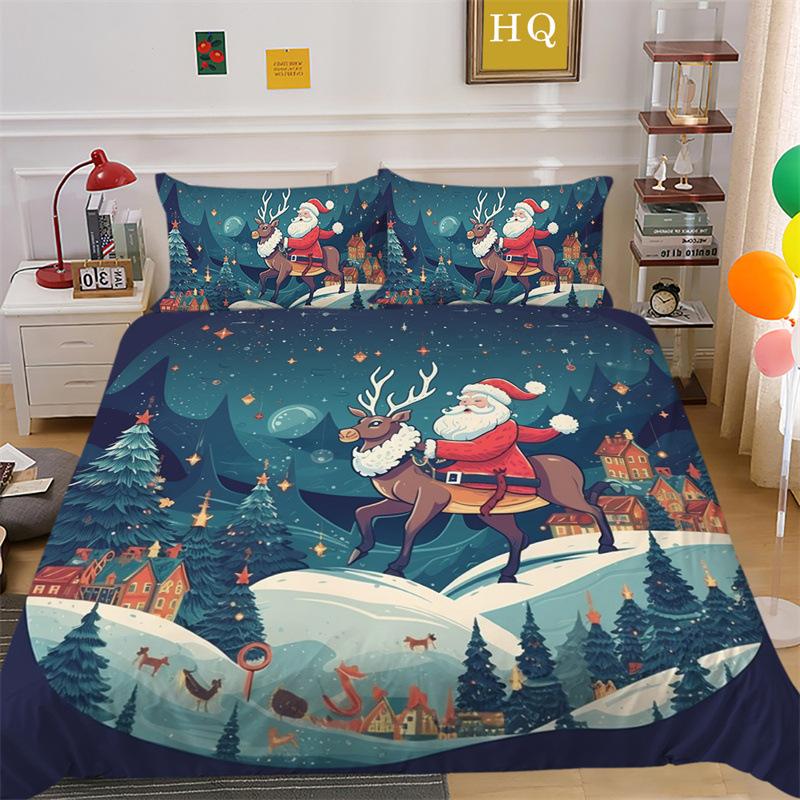 Christmas Gift 3D Printed Polyester Pillowcase Quilt Cover Two Or Three-Piece Set Is Available