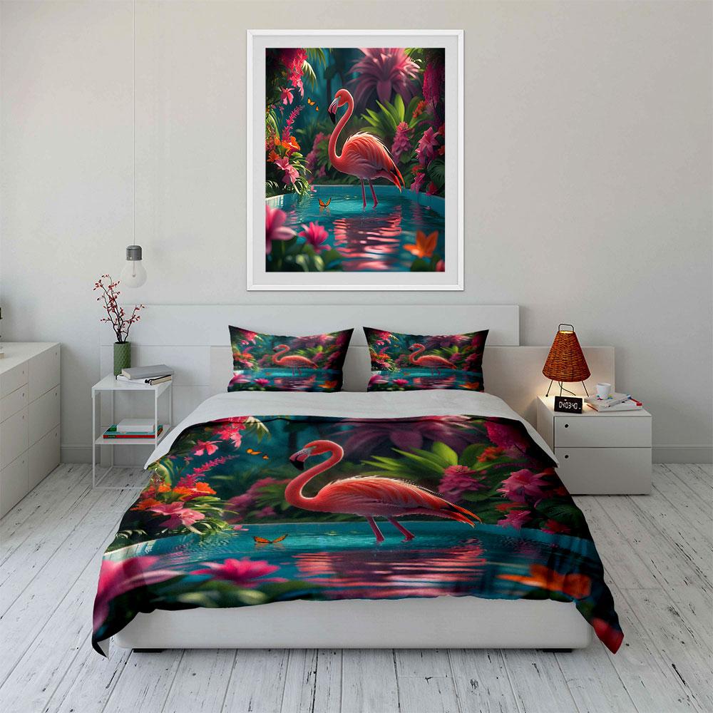 "Elegant Flamingo Paradise Dreamland" Bedding Sets Duvet Covers Pillowcases(1* Duvet Cover 2* Pillowcases Without Duvet Insert)