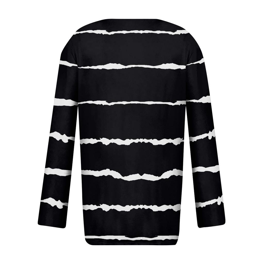 Womens Long Sleeve Tops Fall V Neck Long Sleeve Blouses Loose Fit Button Prints Casual Tees Clothes