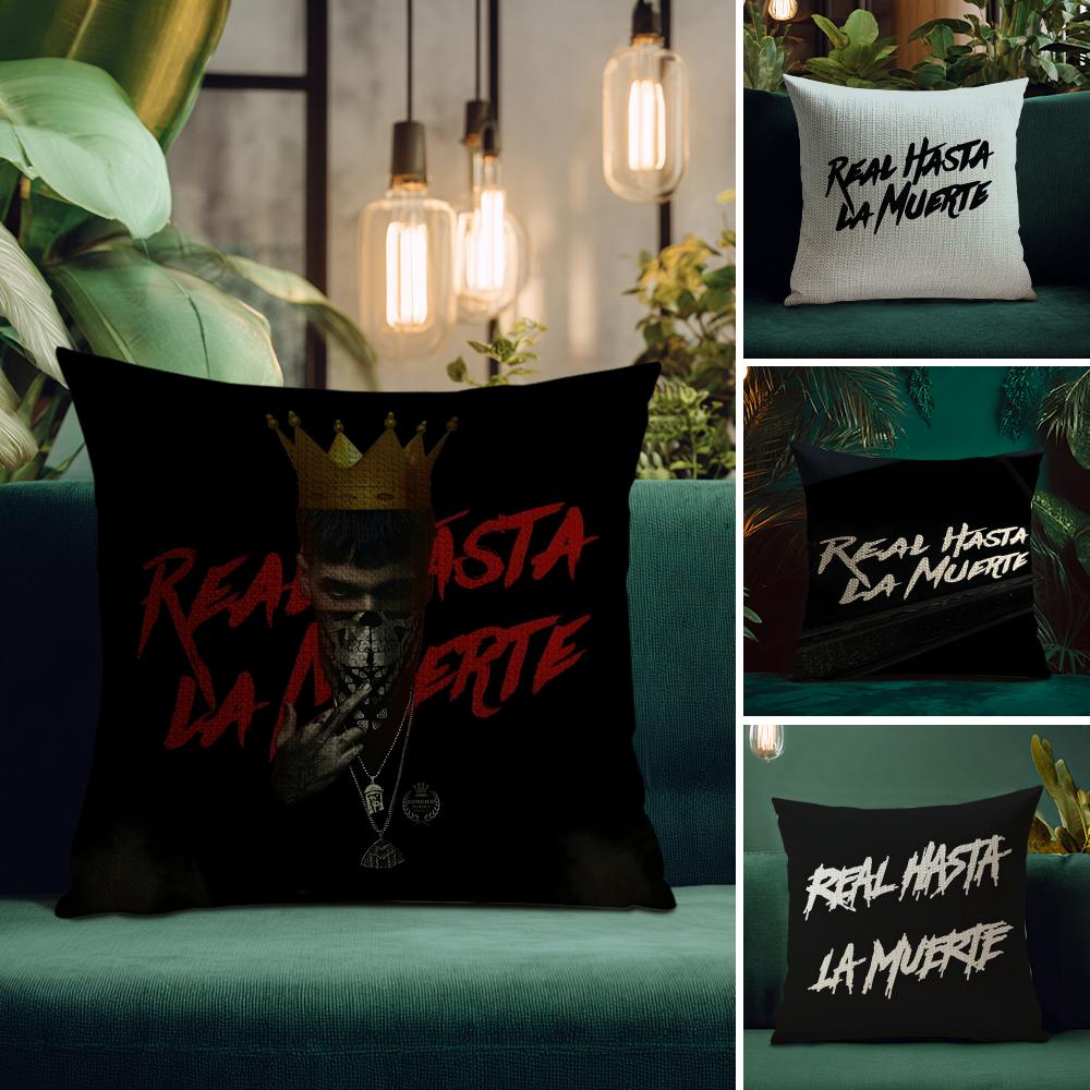 H-Hasta La M-Muerte Hot Cushion Cover Natural Linen Pillow Case Double-Sided Print Decorative Sofa Pillowcase Home Decor Gift