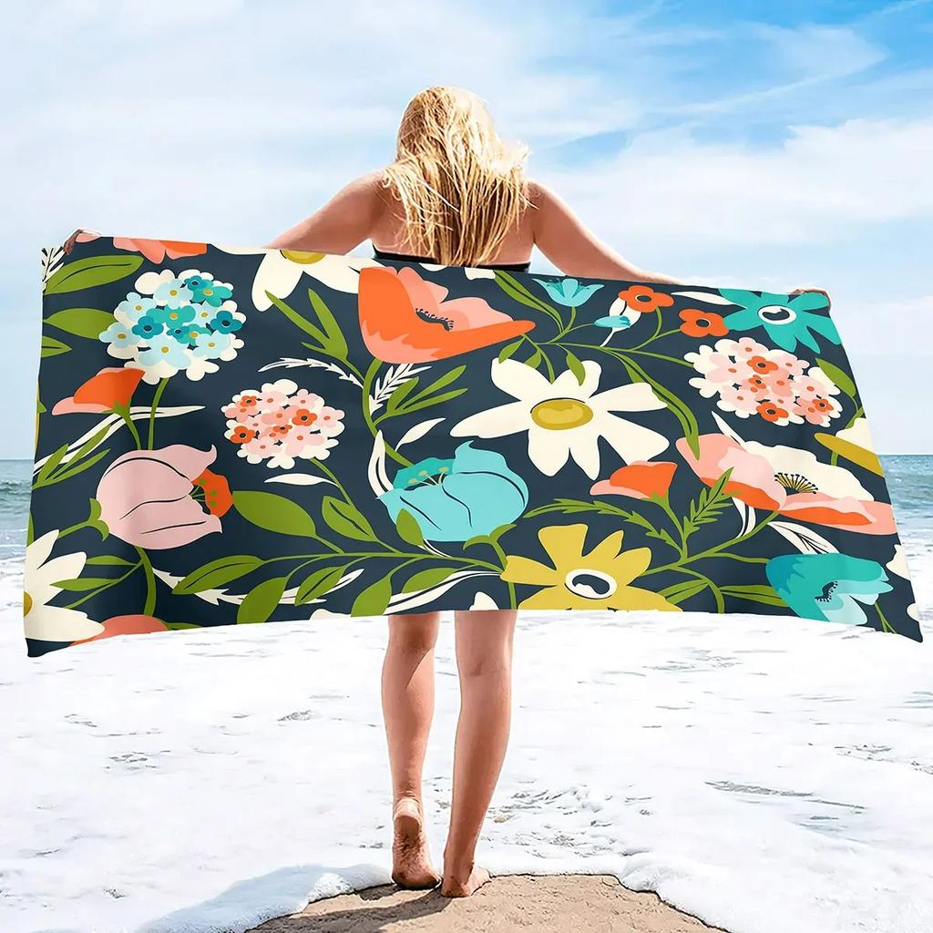 Boho Blume Mikrofaser Sandfreies Strandtuch Dünn Schnelltrocknend Super Saugfähig Übergröße Groß Leichtgewichtige Handtücher Ultra Saugfähig