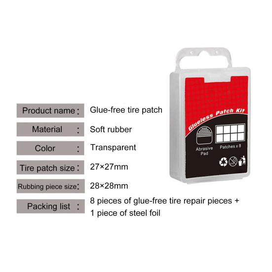 8Pcs Bike Tyre Patches Transparent Easy to Use Small Rubber Bond Well Super Glue Layer Bicycle Puncture Box for Repair