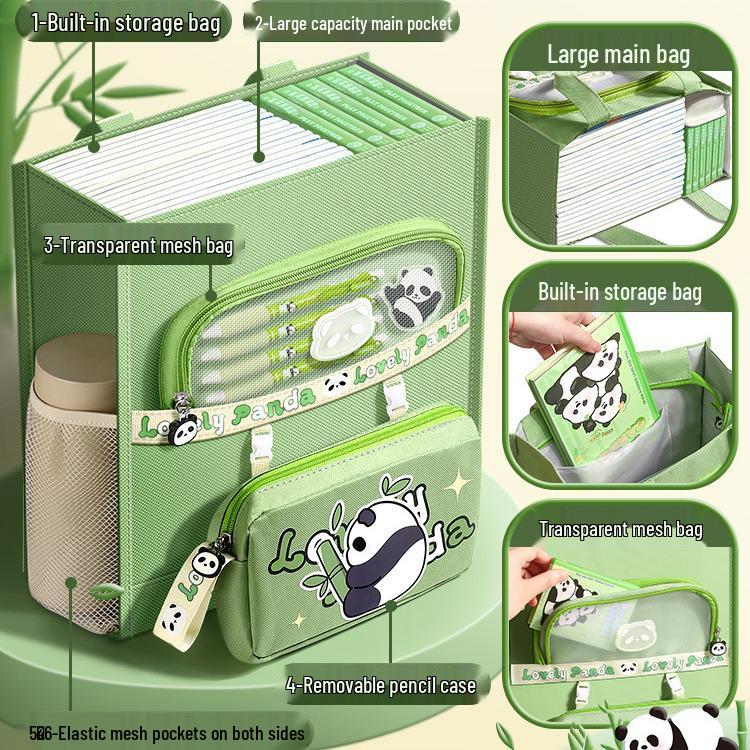 Panda Canvas A4 Tote Bag - Large Capacity for Students and Children's Books