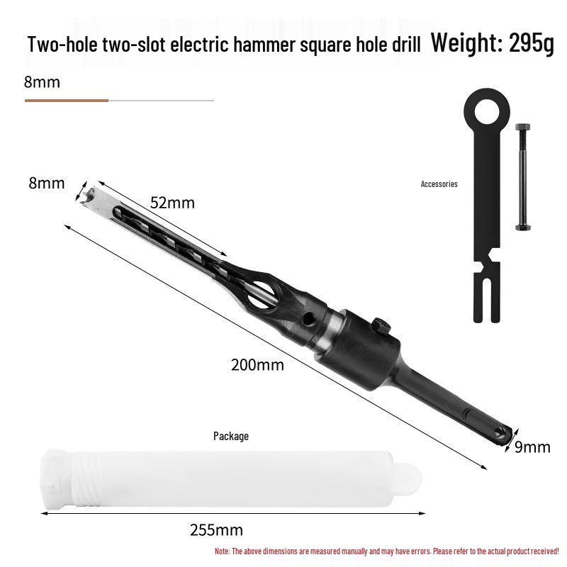 Electric Hammer Square Shank Drill Bit for Woodworking - Two Holes & Grooves