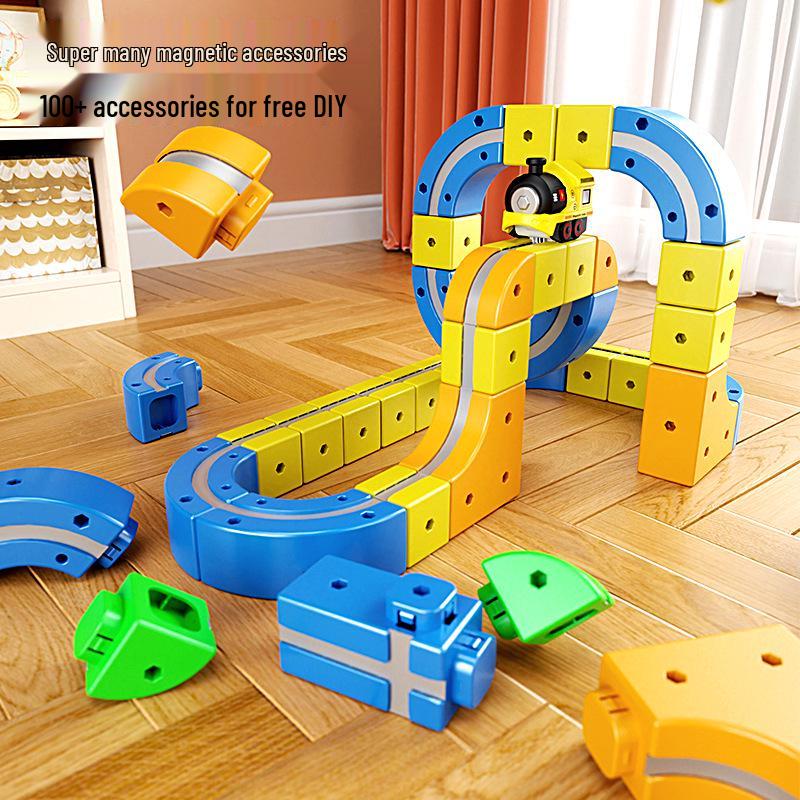 International Children's Educational Magnetic Building Blocks High-speed Rail Toy Train.