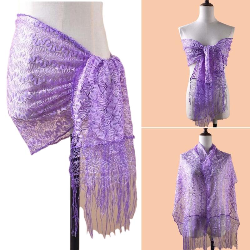 Womens Lace Scarf Stylish Soft Collar Neck Wrap Lady Thin Fringed Shawl Soft Exotic Thin Scarf