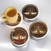 Tree of Life 8-Piece Wooden Heat-Insulating Non-Slip Coaster Set