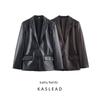Kaslead New Women Clothes Western Style Fashion Straight Leather Effect Blazers 1255760