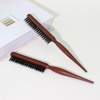 Yousheng 1/2Pcs Boar Bristle Teasing Hair Brush Wooden Long Handle Curl Fluffy Hair Rat Tail Comb Women Thin Thick Hair Styling Detangling Comb