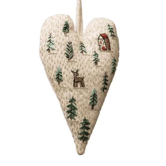 Vánoční ozdoba vyšívací sada ručně vyrobený přívěsek ve tvaru srdce DIY závěsná dekorace na stromek slavnostní party atmosféra potřeby