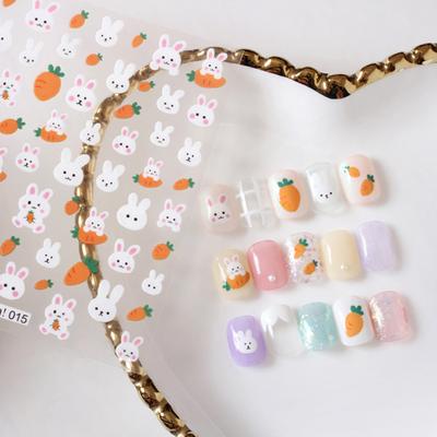 Autocolante adezive pentru unghii Yousheng Decalcomanii adorabile DIY cu trandafiri de hârtie și iepurași pentru femei