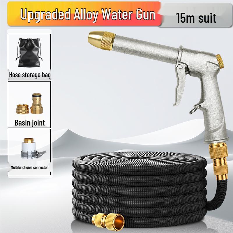 High-Pressure Car Wash Water Gun Set with Retractable Hose and Foam Pot