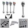 14G Edelstahl Cz Edelstein Totenkopf silbrig Zungenhantel Ring Bar Körperpiercing
