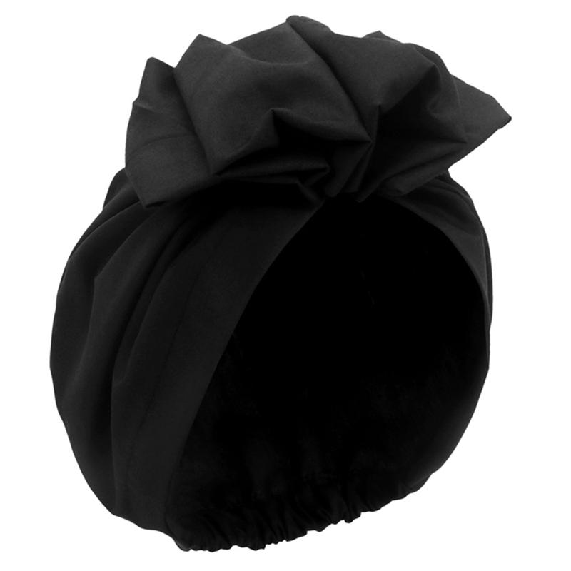 Женская объемная мешковатая шапка-шарф, кепка, чехол для волос, повязка, тюрбан в стиле бохо, головной убор чёрный