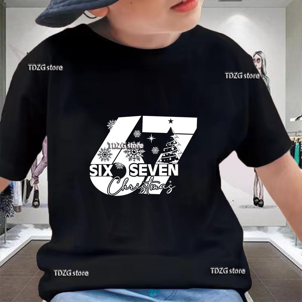 Summer Six Seven 67 Cool Print Children's Tshirt Short Sleeve  Cartoon Fashion Boys Tees Shirt Casual Harajuku Kid Clothes