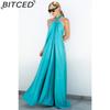 BITCED Summer Sexy Elegance Women's Satin Strapless Ball Gown Party Travel Dress