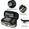 Pencil Case 300D Polyester Printed High Capacity Easy Open Zipper with Mesh Pocket Removable Divider and Pen Slots for Boys Girls
