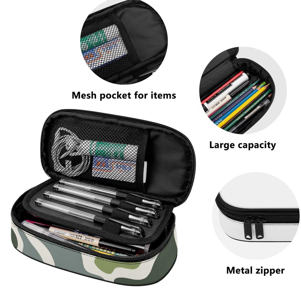 Pencil Case 300D Polyester Printed High Capacity Easy Open Zipper with Mesh Pocket Removable Divider and Pen Slots for Boys Girls